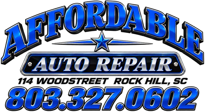 Affordable Auto Repair logo with the address 114 Wood St, Rock Hill SC, and phone (803) 327-0602