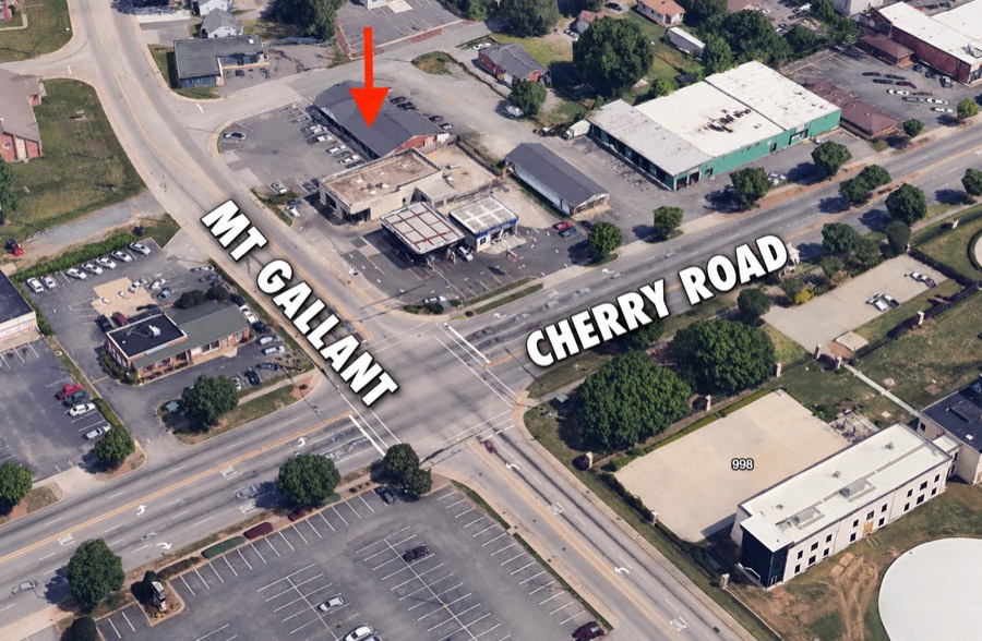 Aerial view: La Barberia at the corner of Mt Gallant Rd and Cherry Road