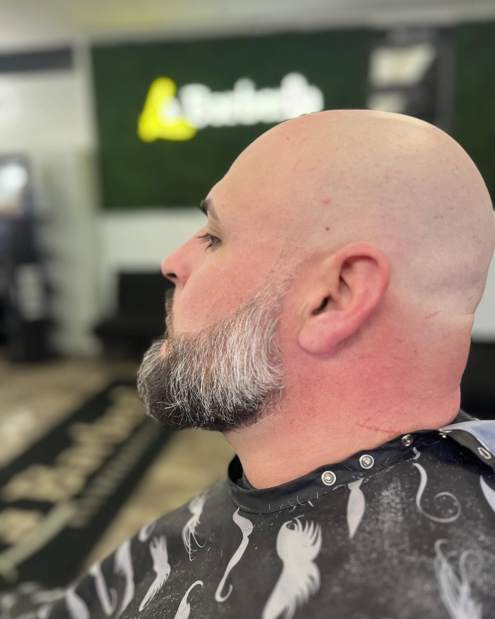 Salt-and-pepper beard, side view, La Barberia