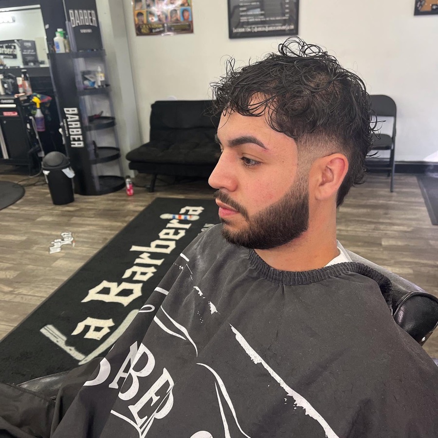 Beard shaped over a fade, front view, La Barberia