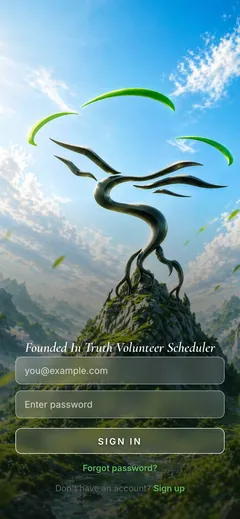 Non-Profit Volunteer Scheduler, sign in screen