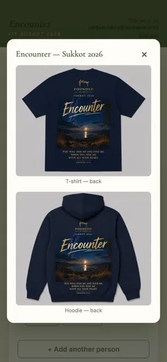 One Time Event Product Orders, design preview screen