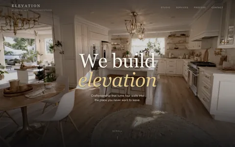 Elevation website homepage, kitchen and whole home renovation