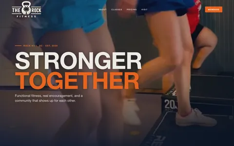 The Rock Fitness website homepage, gym and functional fitness