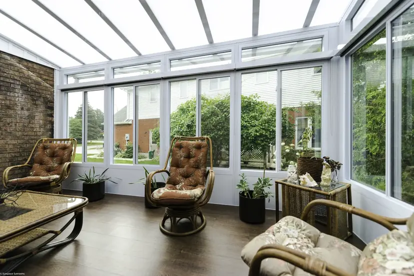 Inside a Sunspace Model 300 three-season sunroom