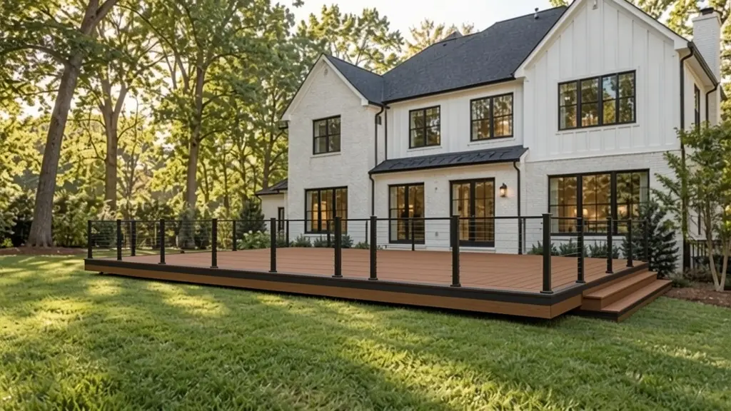 After: AI concept of a composite deck with black railings on the same house